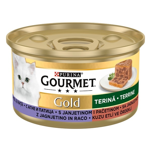 Gourmet  Gold - за котки в зряла възраст, Пай с месо, Агне, Зелен боб,  85 гр