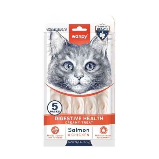 Wanpy Cat - кремообразно лакомство за котки с риба тон и раци, 5х14 г