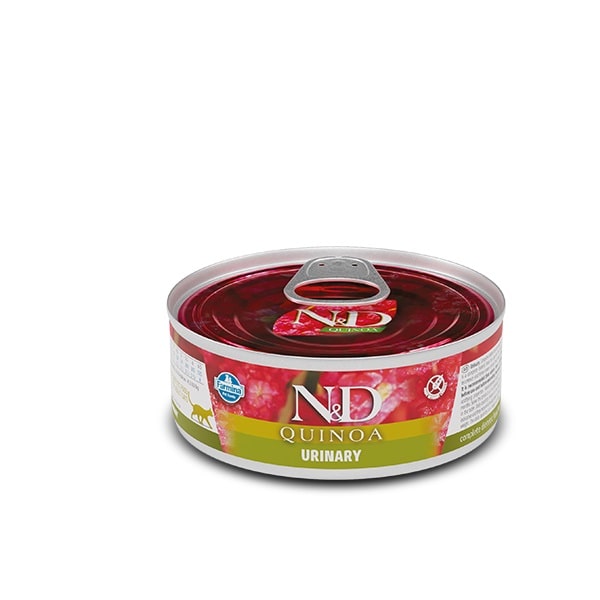 N&D Quinoa Urinary with Duck & Cranberry , Cat Adult – мокра храна без зърнени култури за здрав уринарен тракт, за котки над 1 година, с патешко, киноа, червена боровинка и лайка, 80 гр.