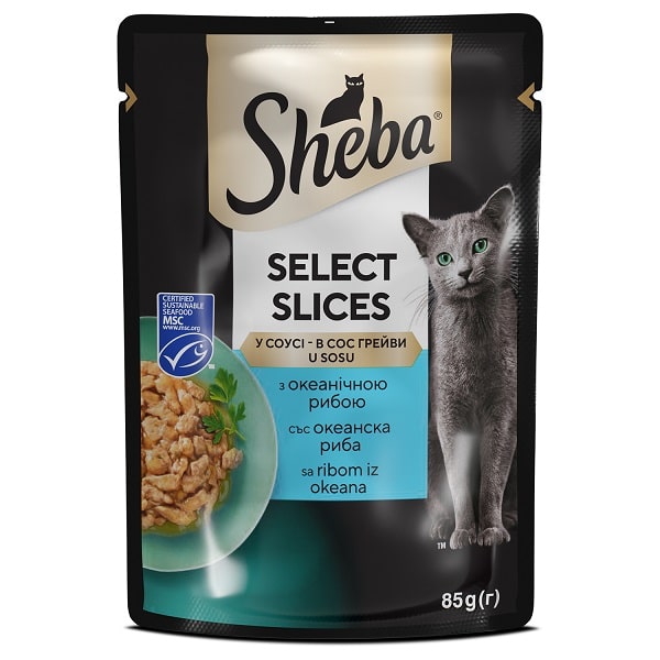 Sheba Fresh & Fine Fish - селекция със сьомга и риба тон 6 бр / 50 гр.